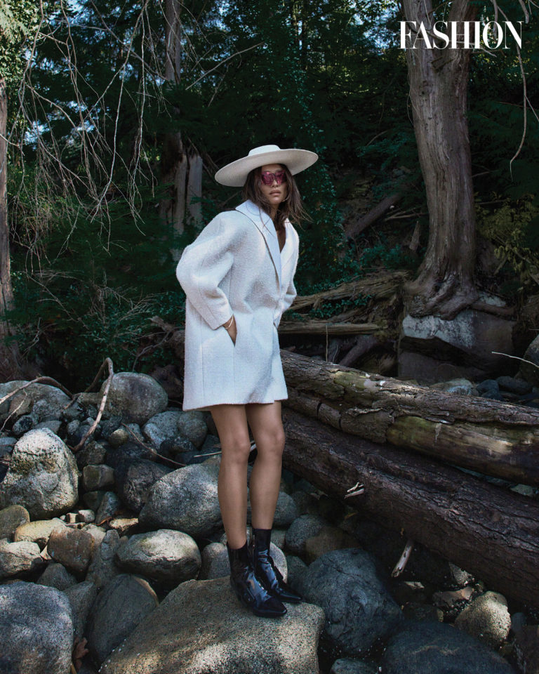 Jacket, $10,700, boots, $2,310, hat, $1,230, sunglasses, $735, and bracelet, $25,900, Louis Vuitton.